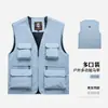 Colete de Fotógrafo de Alta Qualidade Workwear Personalizado com Impressão de Logo para Diretor de Fotografia, Repórter, Mídia de Notícias, Colete com Múltiplos Bolsos