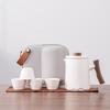 Juego de té de viaje al por mayor taza rápida una tetera cuatro tazas marea nacional portátil para exteriores cerámica de alta calidad mango de madera