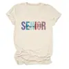 Camiseta informal para mujer de la clase SENIOR 2027 con estampado de letras y cuello redondo Amazon comercio exterior transfronterizo ebay manga corta