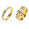 Anillo Cuadrado de Diamante de Acero de Titanio para Pareja, Doble Fila para Hombres, Fila Única Completamente Diamantada para Mujeres, Anillos Pequeños de Pareja, Joyería de Diamante de Zirconia, Lujo Ligero