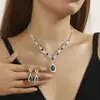 Pendientes Colgantes de Gota de Agua Incrustados de Diamantes de Venta Caliente Transfronteriza Cadena de Garras de Pedrería Conjunto de Joyería de Lujo Ligero de Gama Alta Fabricante Lote