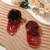 Elegante e Delicado Borla Contas de Arroz Tecido Rosa DIY Corda de Cabelo Adorno de Cabeça Corsage Flor para Roupa Acessórios