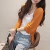 Japonês e coreano novo estilo lanterna manga malhas mulheres com decote em V solto proteção solar roupas ar condicionado camisa cardigan xale casaco