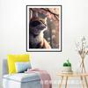 Pintura de Diamantes Punto de Cruz DIY Hecho a Mano Venta Caliente en Amazon Estilo Japonés Flor de Cerezo Rosa Gato Lindo Animal Sala de Estar