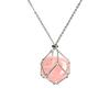 Colgante de cristal de malla metálica de seda enrollada, estilo europeo y americano, rosa, blanco, transfronterizo, exclusivo, venta al por mayor, accesorios de collar de piedra irregular