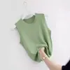 Chal de Nuevo Estilo para Mujer Ropa Exterior Interior Ajustado Color Sólido de Hilo Cuello Redondo Sin Mangas Top Adelgazante Versátil Talla Grande Delgado Base