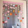 Cortina de porta de morango puro com divisória de vento pendurada estilo princesa para sala de casamento quarto cortina de quebra para casa meninas coração cortina de porta