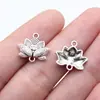 Colgante Conector Flor de Loto Hecho a Mano de Aleación de Plata Antigua 16x14mm 0.82g