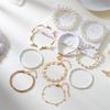 Pulsera Geométrica Nueva de Flor de Margarita y Perla de Amor Transfronteriza Europea y Americana Tendencia Personalizada Pulsera de Múltiples Capas Apilables