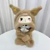 Chapéu e Cachecol Plush Infantil Duas em Um Outono e Inverno Tudo em Um Capuz com Forro de Fleece e Espessado Proteção de Orelha Cartoon para Bebê