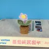 Manta de Crochê Artesanal Finalizada Florzinha Margarida em Vaso Decoração Fofa para Mesa de Casa Vaso de Flores de Simulação Tecido Planta