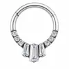 Aro Cruz F136 Aleación de Titanio Cuadrado Circonita Septum Stud para Nariz Anillo para Nariz Clicker Pendiente Cartílago del Oído Stud Joyería para Piercing