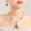 Design em Forma de Leque de Luxo Leve Zircônia Microincrustada Turquesa Moda Versátil para Conjunto Diário Versátil Fábrica de Origem Colar Feminino