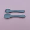 Talher Infantil de Silicone Completo com Cabo Longo Garfo Colher Ferramenta de Treino para Refeição de Bebê Alimentação Garfo de Silicone Macio para Bebê Conjunto Suplementar para Alimentos