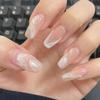 Armadura curta de borboleta com flor, leve, luxuosa, gelo, através de unha, peça de unha, produto acabado, fábrica, unhas postiças brancas fofas, atacado