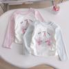 Camiseta de Manga Longa para Meninas Primavera e Outono 2026 Nova Estilosa Camiseta Básica Infantil Roupa de Primavera Top Princesa Bebê Temporada de Primavera