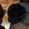 Sombrero de Equitación Versátil Estilo Diseñador para Mujer, Boina de Piel Sintética de Conejo, Sombrero de Celebridad de Internet y Socialité, Sombrero Octogonal Cálido de Invierno