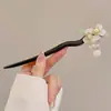 Grampo de cabelo de flor de magnólia, grampo de cabelo de estilo antigo, acessório de cabelo Hanfu, acessório de cabelo de cheongsam para mulheres, grampo de metal com pérola e franja, grampo de cabelo de jade