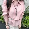 Camisa Nova de Verão 2026 Estilo Coreano em Estoque, Design Nicho, Gola Lapela Slim Fit, Blusa Solta e Relaxada de Tencel
