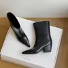 Botas de tacón alto gruesas para mujer hasta la pantorrilla, nuevo estilo otoño e invierno, botas hasta la pantorrilla de piel de vaca con punta fina, estilo europeo y americano, botas de montar para mujer, botas de cuero genuino