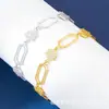 Fabricante de Joyería Venta Directa al Por Mayor Estilo Clip de Papel Oro K Clásico Galvanizado Moda Pulsera Completa de Diamantes para Mujer