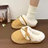 Pantuflas de algodón para mujer para invierno, pantuflas de punta cerrada para usar al aire libre, botas de nieve para el hogar, zapatos de algodón cálidos y afelpados con suela gruesa para mujer, al por mayor