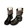 Botines de diseño de hebilla de nicho para aumentar la altura, para mujer, versátiles, de punta redonda, hasta la pantorrilla, botas de equitación retro para otoño