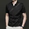 Camisa de Manga Corta de Seda de Hielo 2025 para Hombre, Ropa Casual de Negocios de Verano para Hombre, Elástica, Anti-arrugas, Transpirable, Camisa Delgada
