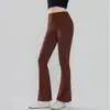 Calça de Yoga Peach-Flared de Cintura Alta com Controle de Barriga, Alta Elasticidade, Caimento Justo e Design de Bolso Traseiro, Calça Fitness, Calça de Yoga Ligeiramente Flare