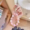 Cadena de Cuentas Redondas de Colores Lanyard para Teléfono Corto Corazón Esmerilado Ins Flor Colgante Correa de Muñeca Anti-Pérdida