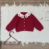 Cutemily Otoño e Invierno Niñas Suéter Cardigan Rojo Retro + Falda de Punto con Lazo Traje Lindo para Bebé
