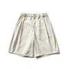 Shorts de Traje Retro Estilo Japonés con Pliegues, Cintura Elástica, Caída Suelta para Hombre, Pantalones Casuales de Verano de Pierna Ancha de Cinco Puntos