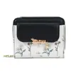 Cartera pequeña de solapa minimalista japonesa y coreana, billetera corta de PU floral para mujer, tarjetero integrado, cartera de mujer estilo ins