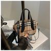 Bolsa de Mão Xadrez Colorida Contrastante Feminina Lançamento 2024 Estilo Western Design de Nicho Bolsa Saco Versátil Vintage Casual Bolsa Feminina