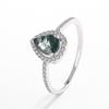 Anillo de plata de ley S925 con forma de gota de musgo verde incrustado de circonita para mujer, anillo de dedo de hierba acuática, alta moda, exquisito
