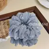 Elástico de Cabelo Scrunchie Azul Gelo com Laço de Strass Estilo Coreano, Simples e Elegante, Versátil para Rabo de Cavalo, Acessório para Coque