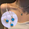 Pingente DIY Design Versátil Colar em Camadas Turquesa Fecho Universal Moda Feminina Corrente de Pescoço Versátil Estilosa Acessório