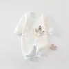 Roupas de bebê recém-nascido com estampa de ursinho em grade de diamante 0 a 3 meses quentes para bebê proteção da barriga roupa de borboleta primavera outono inverno