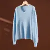 Suéter de lana cepillada con cuello en V para mujer, 26 nuevo modelo otoño/invierno, 90% lana merino, cachemira, seda de morera, tejido sin costuras