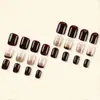 Uñas Portátiles de Comercio Exterior Más Vendidas, Pegatinas Francesas Color Tan con Lámina Dorada, Uñas Postizas Portátiles Press on Nails