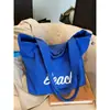 Nova Bolsa de Nylon com Letras Estilo Coreano, Casual, Fashion, Bolsa de Ombro Versátil, Estilosa, Leve, Cordão, Bolsa Tote de Grande Capacidade
