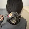 Bufanda Cuadrada de Cuadros Rojos Estilo Universitario Anillo para el Pelo Intestino Delgado Diadema Cuadrada para Cabeza de Bola Femenina Cola de Caballo Baja Tocado de Primavera
