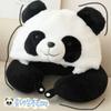 Bonita almohada de peluche con forma de U de panda blanco y negro con capucha para el cuello, ideal para la siesta, para viajar en avión o como sombrero.