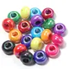 Contas de ábaco coloridas com furo grande, revestidas com UV acrílico, contas para artesanato DIY, contas soltas para pulseiras e acessórios de cabelo
