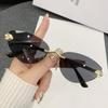 Nuevas Gafas de Sol Cat-Eye para Mujer Transfronterizas de Metal Sin Marco con Borde Cortado de Alta Gama Estilo Pequeño Fragancia Europeo y Americano Gafas de Sol para Hombre al Por Mayor