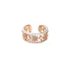 Anillo Abierto de Estrella de Ocho Puntas de Encaje Hueco Estilo Francés Retro Exquisito Lujo Ligero Gama Alta Circonita Estrella para Mujer