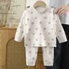 Conjunto de ropa interior térmica de otoño e invierno para niños, ropa interior cálida separada de algodón puro para bebé, pijama de capa base para bebé de primavera y otoño, diseño sin costuras