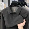 Estilo Old Money Otoño Nuevo Camisa Polo de Manga Larga para Hombre 2026 Nuevo Cuello Abatible Casual Simple Color Sólido Camiseta para Hombre