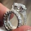 Anillo de Banda de Diamantes de Circonita Cao Shi Plata de Ley para Hombres y Mujeres Marca Grande de Moda Anillo de Dedo Lujoso Moda Anillo Exagerado