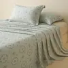 Lençol de cama de algodão puro escovado vintage de alta qualidade, peça única, capa de edredom de algodão quente para outono e inverno, conjunto de três peças de lençol com elástico e colcha premium